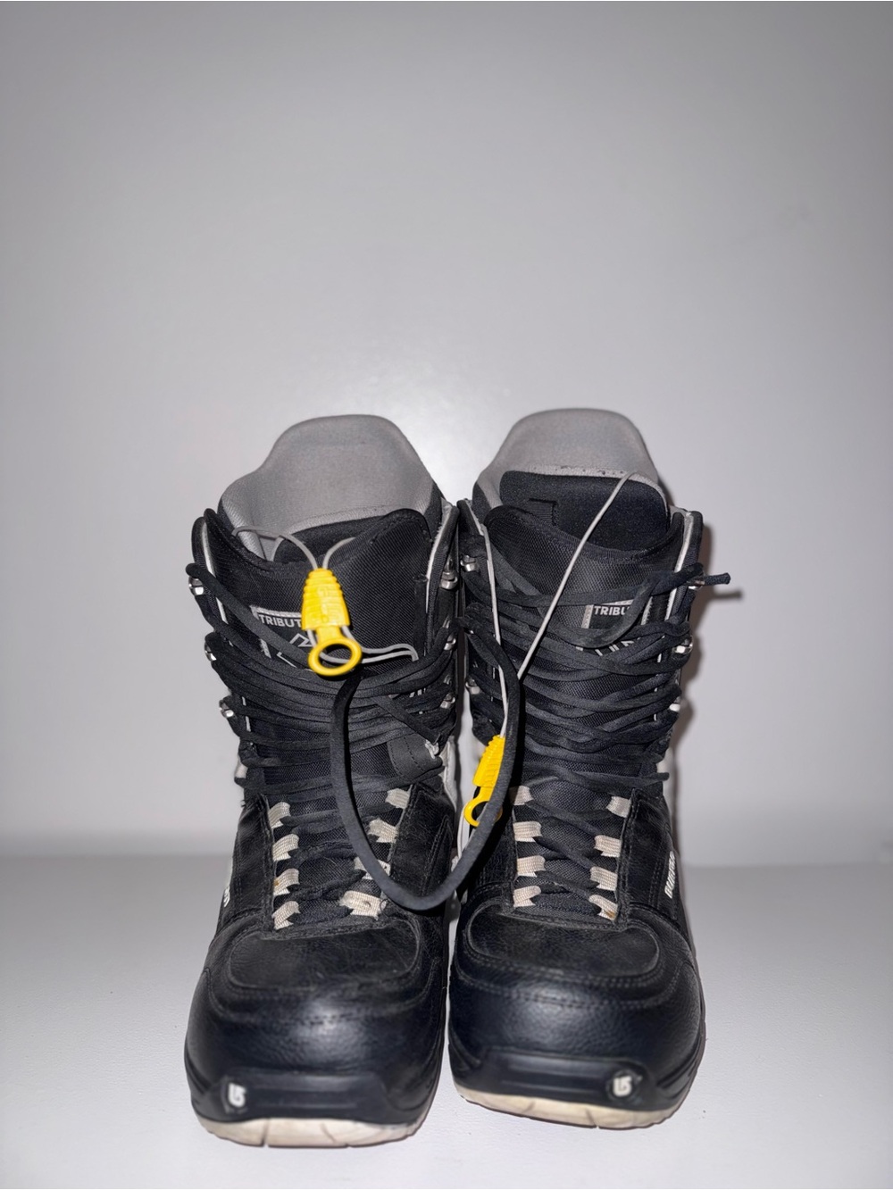 Burton Black Snowboard Boots with Yellow Pull Loops